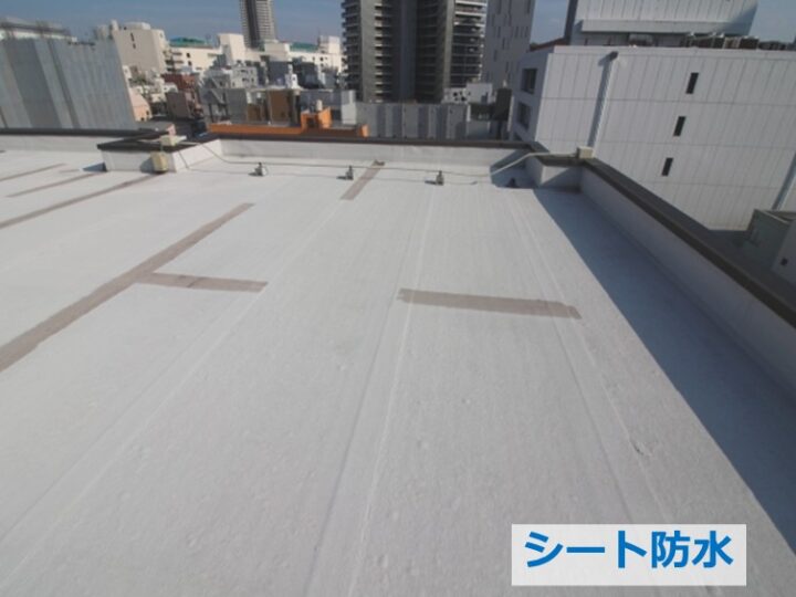 シート防水は、主に屋上など広い場所で施工されている防水工事です　アートペインズ